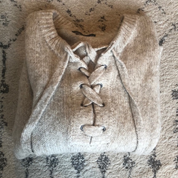 Zara | Lace-Up Chunky Knit Sweater | Size S - Picture 2 of 2